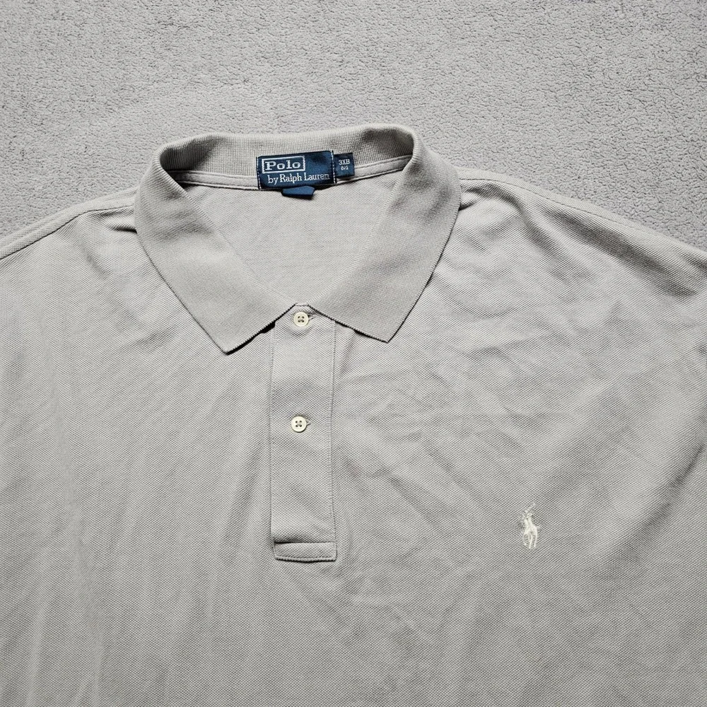 Polo Ralph Lauren Mens 3XB Gray Short Sleeve Pique Cotton Pony Logo Polo Shirt